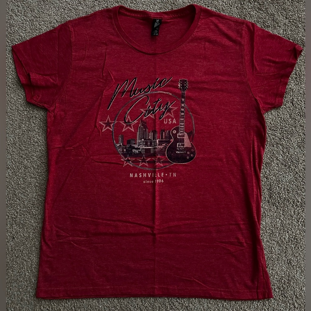 Gildan Red Music City Graphic Tee